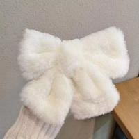 Juego De Clip Para El Cabello De Peluche Lindo Con Lazo De Tela Accesorios Para El Cabello De Color Sólido Para Uso Diario - details 9