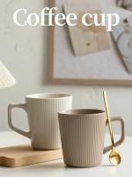 Taza De Cerámica Nórdica De 500ml Con Asa Para Café Leche Y Agua Color Sólido Y Rayado Uso Doméstico Y Oficina - details 0