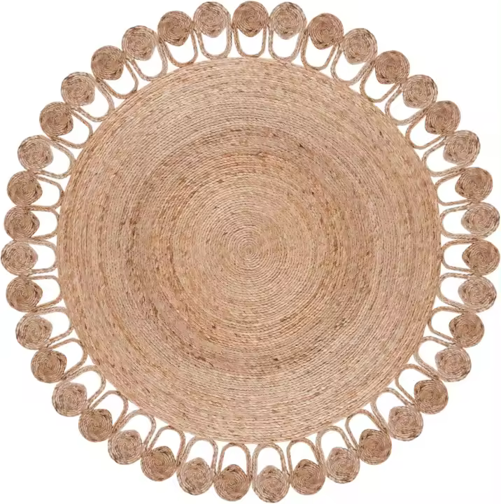Alfombra redonda de fibra natural ,redonda, natural, con encanto de campo, ideal para zonas de alto tráfico en sala de estar, dormitorio - 1