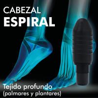 Pistola de masaje Jocca con pantalla táctil,  4 cabezales diferentes, 32 niveles de velocidad con vibraciones de hasta 3000RPM, se carga por USB y su capacidad es de 1200 mAh - details 2
