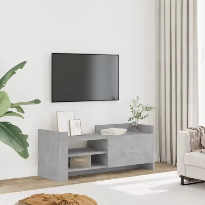 vidaXL Mueble para TV madera contrachapada negra 100x35x40 cm en color Negro/Gris hormigón/Marrón roble y más | almacenamiento funcional diseño moderno para baño dormitorio sala - 1