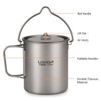 Juego De Cocina Ultraligero De Titanio Tomshoo 3 PCS Con Olla De 750ml Taza De Agua De 450ml Y Cuchara Plegable Para Camping Y Excursiones Al Aire Libre - details 8