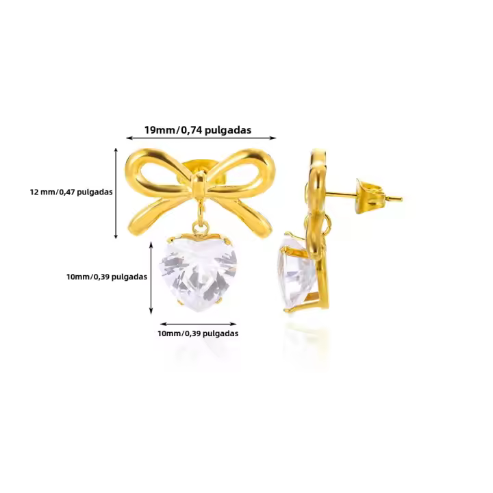 Pendientes De Corazón Colgantes De Acero Inoxidable Con Zirconia Cubica Blanca Para Mujer Joyería De Oído Impermeable Regalo De Fiesta - 1