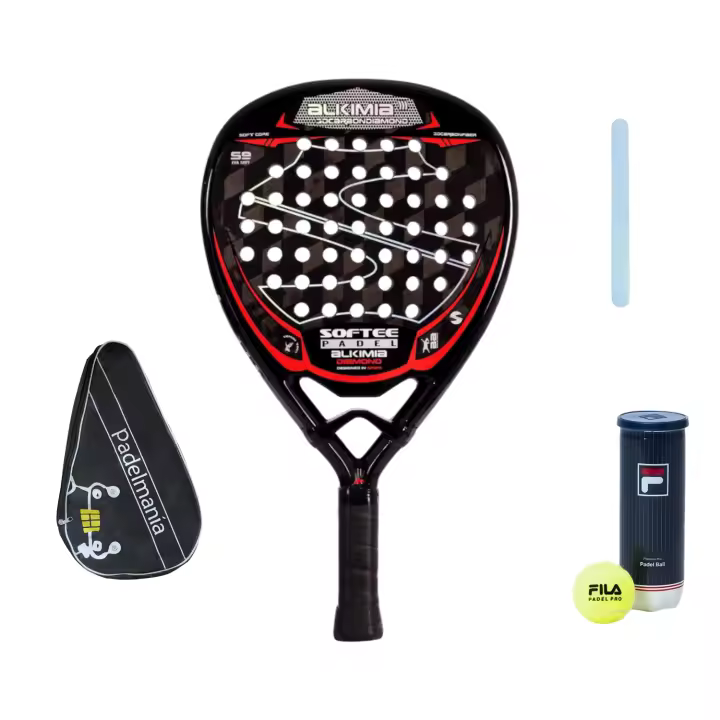 Pala de Pádel Softee Alkimia + Funda Pádel Manía + Protector Transparente + Bote de Pelotas Fila - 1