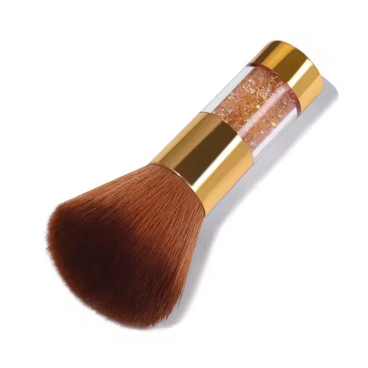Limpieza de pinceles para polvo de uñas de colores, herramienta de maquillaje de pinceles de maquillaje con diamantes de imitación brillantes, pincel para uñas con capa de polvo dorado. - 1