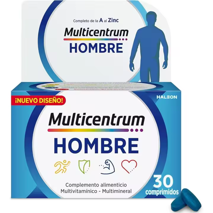 Gsk Multicentrum Hombre 30 Comprimidos | Complemento Alimenticio Vitaminas Minerales | Hombres 18+ | Energía Músculos Huesos - 1