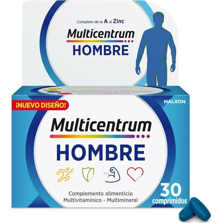 Gsk Multicentrum Hombre 30 Comprimidos | Complemento Alimenticio Vitaminas Minerales | Hombres 18+ | Energía Músculos Huesos - 1