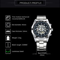 Reloj Mecánico WINNER Clásico Esqueleto Para Hombres Manos Luminosas Correa De Acero Inoxidable Marca De Lujo Forsining Reloj De Pulsera - details 1