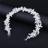 Tiara De Boda Para Mujer En Color Plata Con Cristal Flor De Perla Cadena De Cristal Accesorios De Cabello Adorno De Cabeza Joyería Clip Comb - details 2