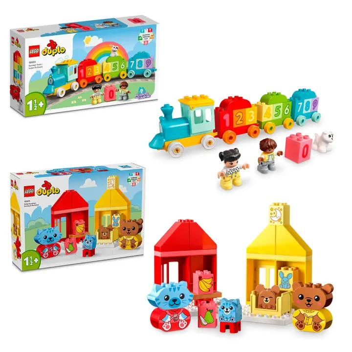 LEGO DUPLO Tren de los Números Aprende a Contar + Rutinas Diarias: Comer y Dormir Juguete - 1