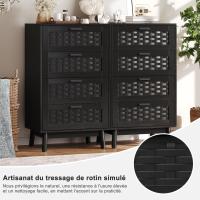 Cómoda de 4 cajones 55×40×95 cm, mueble de almacenaje moderno con acabado tejido, estructura estable de madera, para dormitorio y salón - details 2
