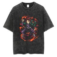 Camiseta Hip Hop Streetwear Para Mujer Estampado De Anime Demon Slayer Oversize Algodón Camiseta De Verano Tops Con Cuello Redondo - details 5