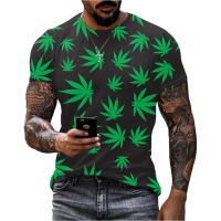 Camiseta De Verano Con Estampado 3D De Hoja De Cannabis Estilo Casual Y Moda Callejera Manga Corta Para Hombre - details 5
