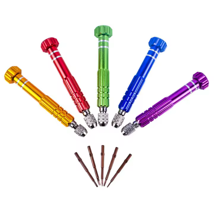 Juego De Destornilladores Multifuncional 5 En 1 Para Reparación De Móviles Relojes Gafas Torx Plano Cruz Estrella Cabeza Acero Cromo-vanadio Magnético - 1