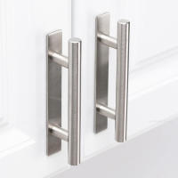 Manija De Gabinete De Acero Inoxidable 1 Pieza Adhesiva Sin Perforar Con Cinta Doble Fijación Negro Y Plateado Para Puertas Y Cajones Moderna - details 7