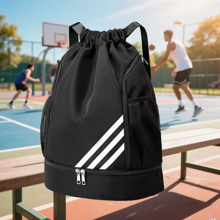 Mochila Impermeable para Baloncesto - Compartimento Independiente de Zapatos, Bolsillo Principal Amplio, Bolsillos Laterales, &lt;20L, Negro Estiloso - 1