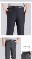 Pantalones Formales Para Hombre Verano Delgado Otoño Grueso Negro Azul Gris Elástico Negocios Sueltos Talla Grande Oficina - details 6