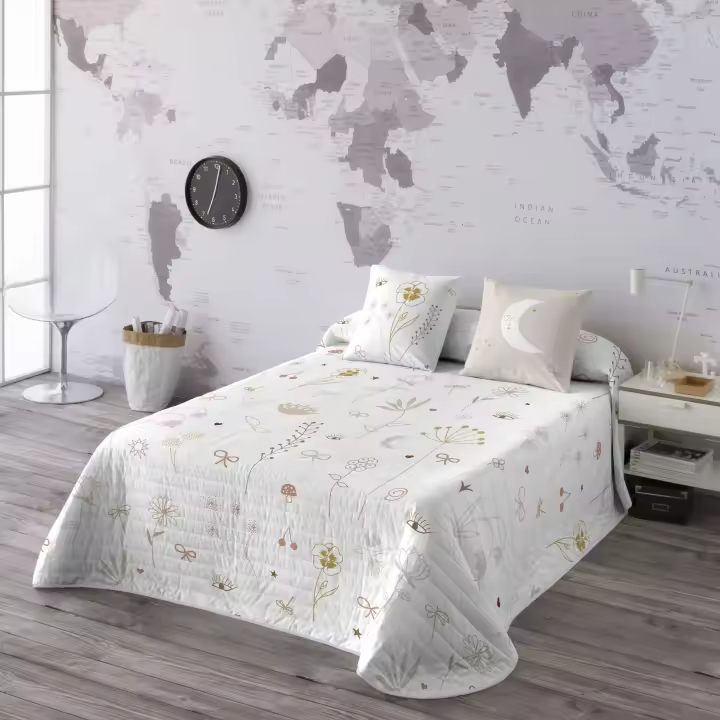 HACIENDO EL INDIO - Colcha Bouti Estampada - Algodon - Extra - Suave - Incluye Colcha Bouti - FLOWER CHAOS - Fabricado en España - Cama 90-105/135-150 cm - 1