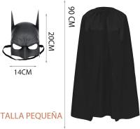Carnavalife Máscara Batman y Capa Negra 2 pcs para Halloween, Carnaval, Disfraz de Superheroe Adulto y Niños - details 2