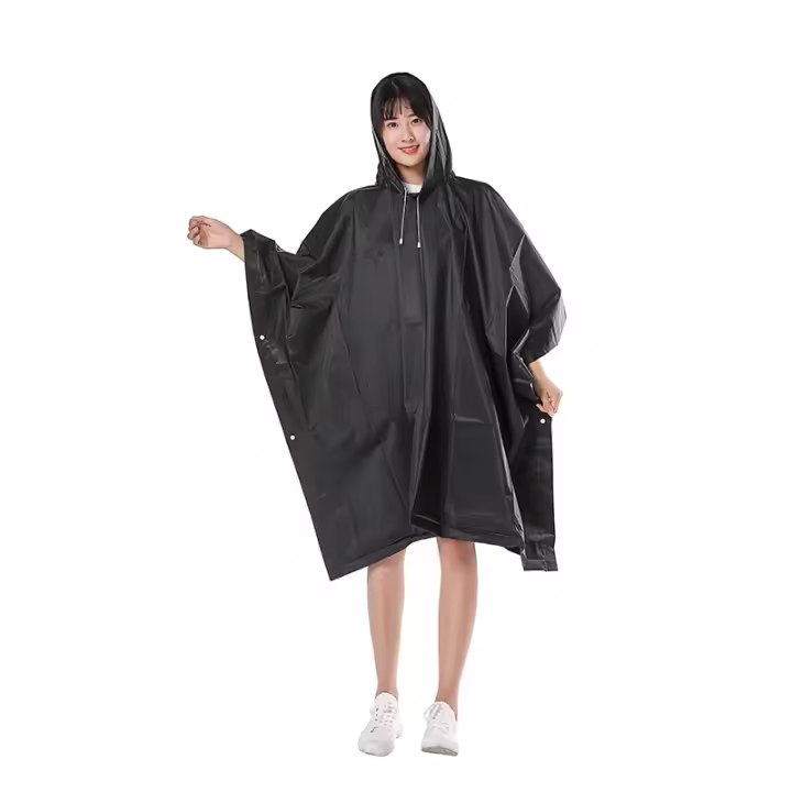 Chaqueta De Lluvia Unisex De Alta Calidad EVA Gruesa Impermeable Para Hombres Y Mujeres Negro Adecuada Para Ciclismo Y Camping - 1