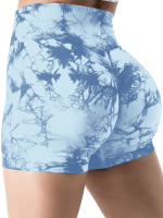 Shorts De Ciclismo De Yoga Para Mujer Cintura Alta Multicolor Tie-Dye Levantamiento De Caderas Sin Costuras Para Ejercicio Running Gimnasio - details 7