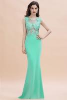 Vestido De Noche Sirena Con Encaje Y Aplicaciones Verde Con Broches Sin Mangas Formal Para Fiesta De Baile Y Premiaciones Vestido Largo De Fiesta - details 8