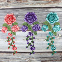 1PC Parche Bordado De Floral Para Ropa Patch De Rosa Tamaño 30cm * 13.5cm Accesorios De Costura Hechos a Mano Y Ecológicos - details 2