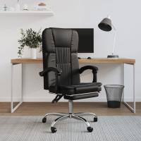 vidaXL Silla de oficina reclinable cuero sintético en color Negro/Gris | cómodas modernas ergonómicas para comedor cocina salón hogar - details 0