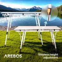 AREBOS Mesa de camping 90 x 51,5 cm mesa rodante aluminio mesa plegable exterior - details 16
