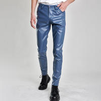Pantalones De Cuero Para Hombre Ajustados Con Stretch Moda PU Para Fiestas Y Baile Cierre De Cremallera Estilo Chic - details 5