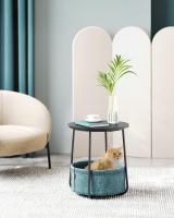 Mesa Auxiliar Redonda con Cesta de Tela - Espaciosa Mesa Lateral para Salón, Dormitorio o Mesita de Noche, Estilo Moderno, Disponible en Varios Colores - details 37