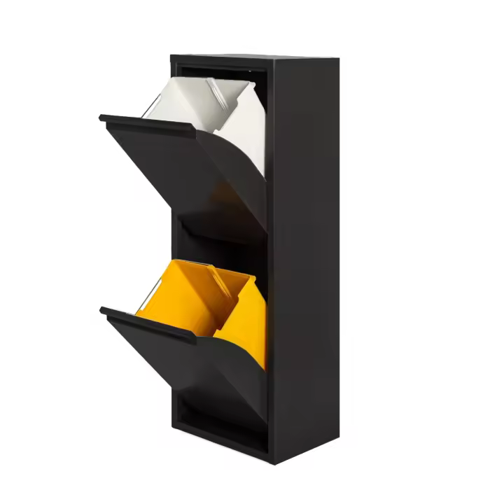 Cubo de Basura Metálico Wellhome Gris Brillo 4 Compartimentos - 1