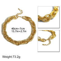 Collar Gargantilla Punk Lacteo Fashion Para Mujeres Y Hombres Color Oro Multicapa Cadenas Gruesas Joyería Collar Geométrico De Aleación De Hierro Y Aluminio - details 0