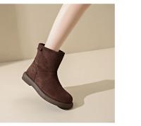 Botas De Tobillo Para Mujer Botines De Invierno Con Tacón Y Peluche Encima De La Rodilla Zapatos De Cuña Para Otoño Y Primavera - details 12