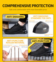 Zapatos De Seguridad Con Suela De Air Cushion Para Hombre Y Mujer Antipinchazos Transpirables Con Punta De Acero Zapatillas De Trabajo Protección Respirables Talla Verdadera - details 3