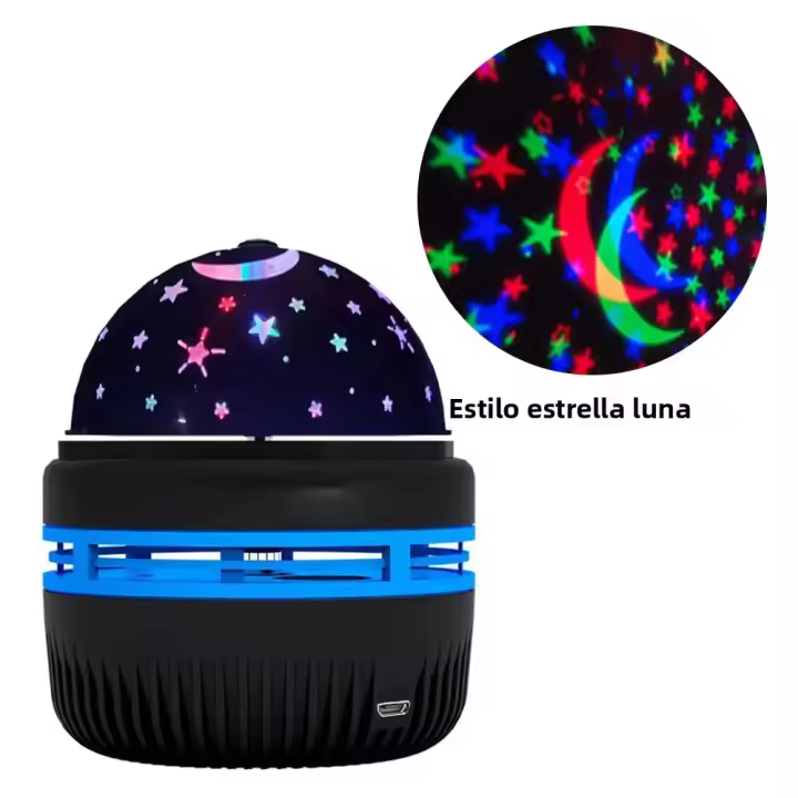 Lámpara De Noche Proyector De Cielo Estrellado Colorido Con Bola Mágica Rotativa Luz LED Para Decoración De Dormitorio Proyección De Luna Y Galaxia RGB - 1
