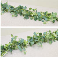 Guirnalda De Hojas De Eucalipto Artificiales Verdes Con Flores Y Bayas Blancas 1pc Decoración Para Bodas Y Fiestas En Casa - details 4