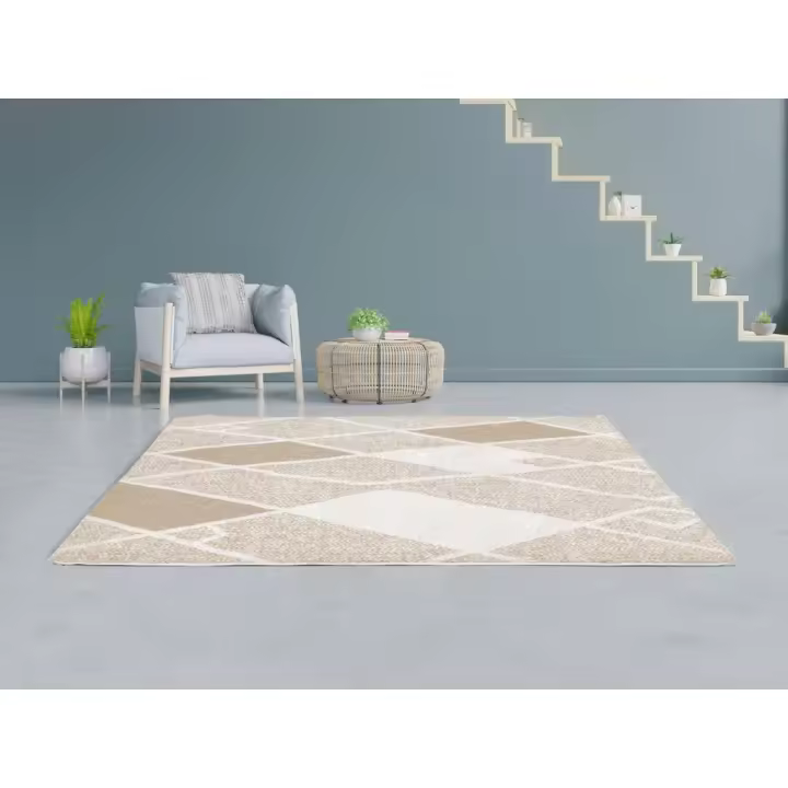 Vente-unique - Alfombra geométrica - 160 x 230 cm - Beige - LAZINA - 1