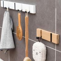 Perchero de pared plegable con 5 ganchos plegables, perchero de madera - details 1