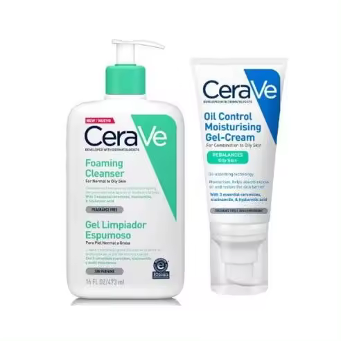 Pack CeraVe Limpiador espumoso + Hidratante facial oil control - 1