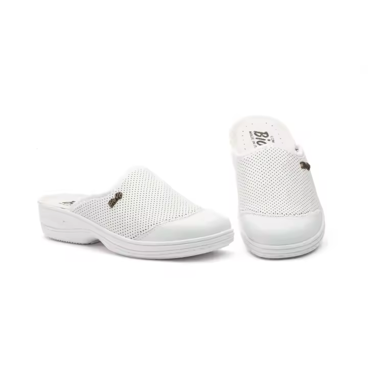 Bioup Zuecos Mujer TS-553 Blanco Licra Piel Bioup | Plantilla Especial Cómoda Acolchada - 1
