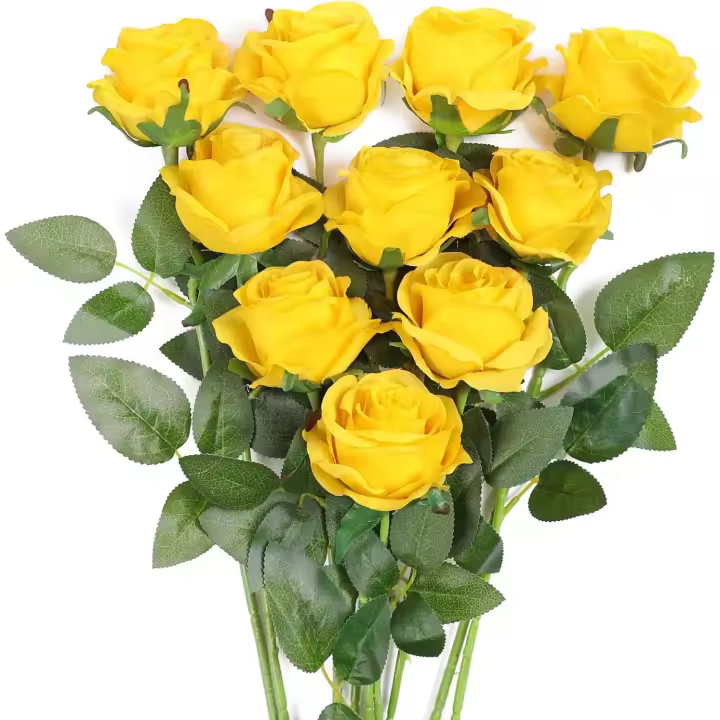 10 Piezas de Ramo de Rosas de rayón para decoración de Bodas, Fiestas, decoración de cumpleaños para Interiores y Exteriores - 1