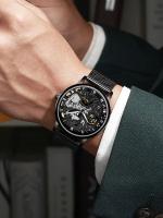 Reloj Mecánico De Pulsera Masculino Winner Acero Inoxidable Transparente Esqueleto Hollow Clásico Delgado Marca De Lujo Top - details 3