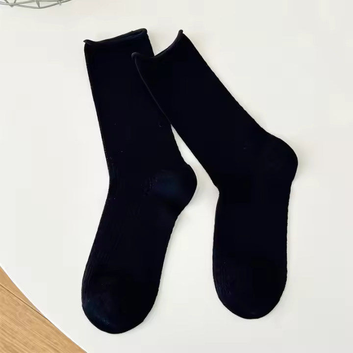 Calcetines Para Mujer Verano Delgados Color Caramelo Hueco Suéter Casual Básico Dulce Moda Largo Cómodo Talla Única Color Sólido - 1