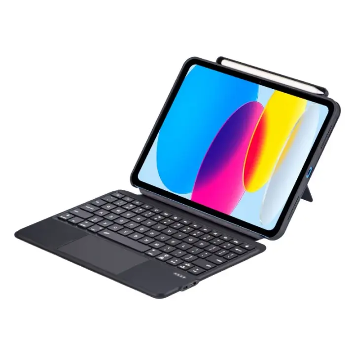 Teclado magnético tipo libro para iPad, cubierta con soporte dividido, portalápices, retroiluminado, 10. ª generación - 1