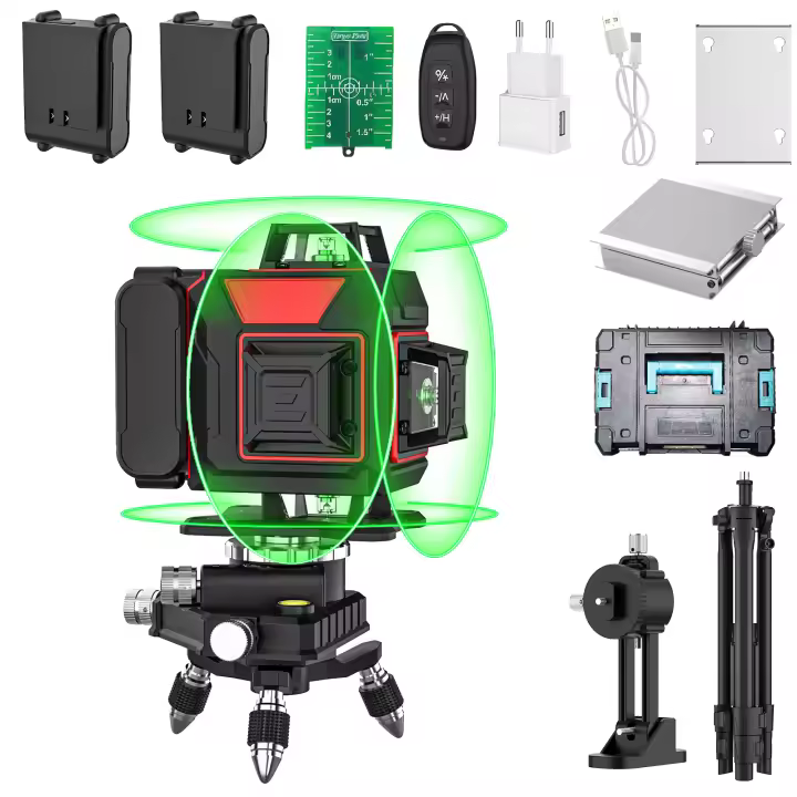 Nivel Laser 16 Lines Professional Laser Level With Tripod Suitcase Green Laser Automatic 360°Self-Leveling Laser Tool 110~220V - 1