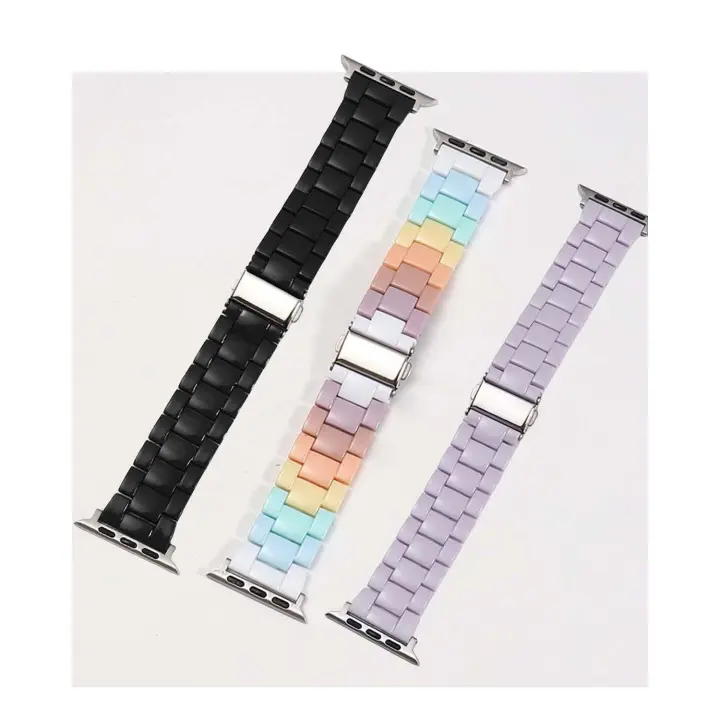Compatible con Apple Watch 41/40/38, 42/44/45/49 mm, correa de reloj inteligente, correa de resina acrílica arcoíris. - 1