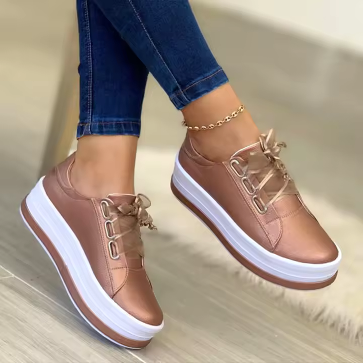 Women Sports Shoes Lady Vulcanized Shoes Outdoor Platform Shoes Female Casual PU Fashion Sneakers Women Wedge Flats - 1