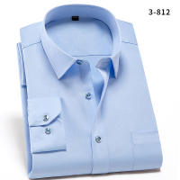 Camisa Social Para Hombre Antirugas Con Bolsillo Cuello En V De Moda Casual Para Oficina Blanco Talla S-4XL Camisa Larga De Poliéster Y Spandex - details 8