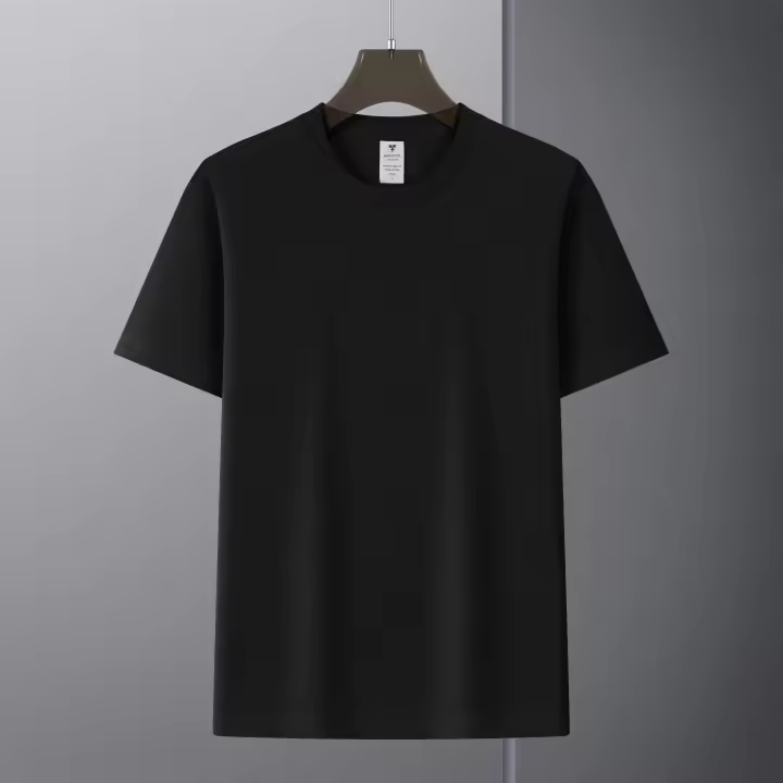 Camiseta De Algodón Puro Para Hombre Con Mangas Cortas Cuello Redondo Estilo Suelto De Hombro Para El Verano - 1